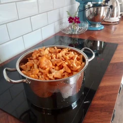 A pot full of cooked pasta on a kitchen stove.